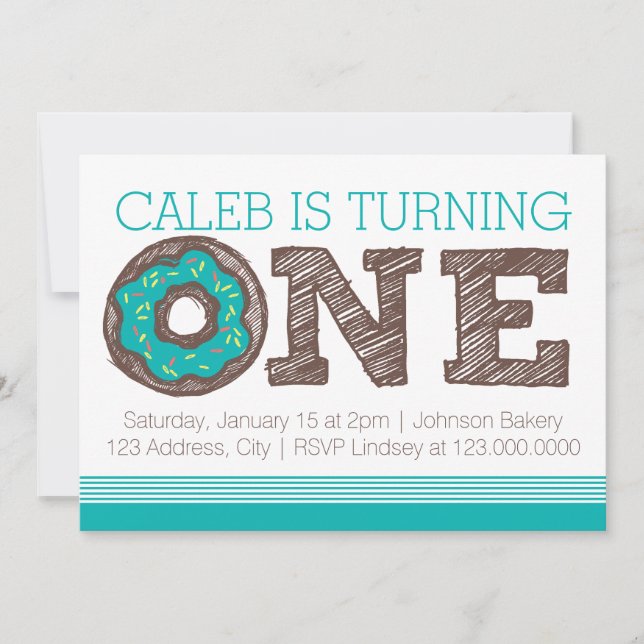 Donut First Birthday Invitation (Front)