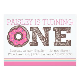 Donut First Birthday Invitation - Pink