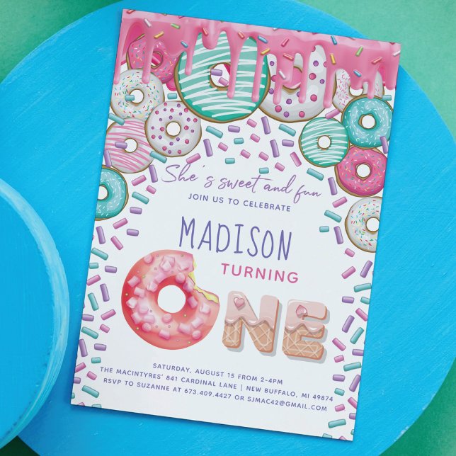 Donut First Birthday Invitation Sprinkles  (Creator Uploaded)