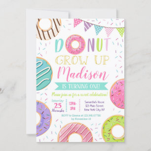 Donut First Birthday Invitations