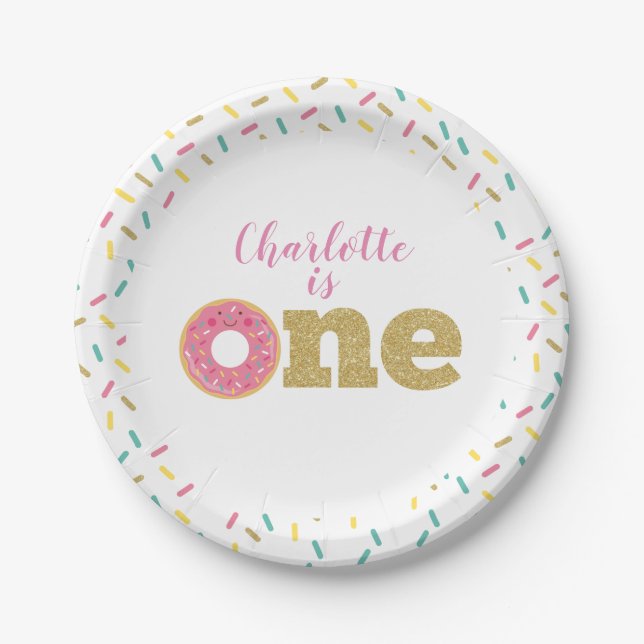 Donut First Birthday Paper Plates (Front)