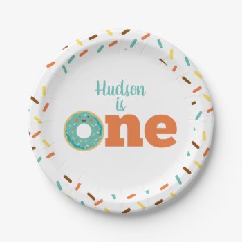 Donut First Birthday Paper Plates by PrinterFairy at Zazzle