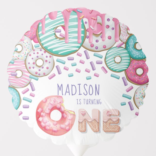Donut First Birthday Personalized Photo Balloon (Front)