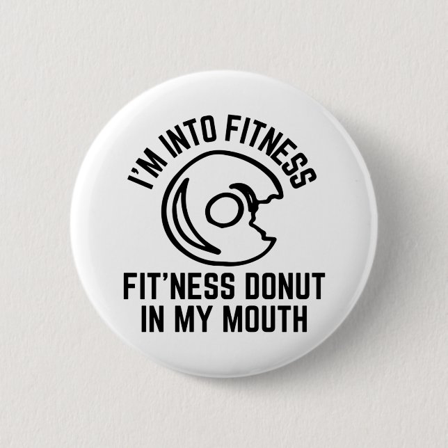 Donut Fitness Funny Button (Front)