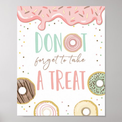 Donut Forget a Treat Pink Girl Birthday Party Sign