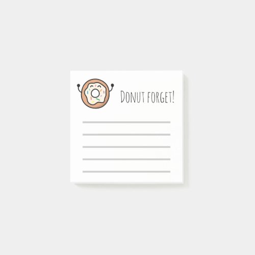Donut Forget Funny Happy Donut With Lines Post_it Notes