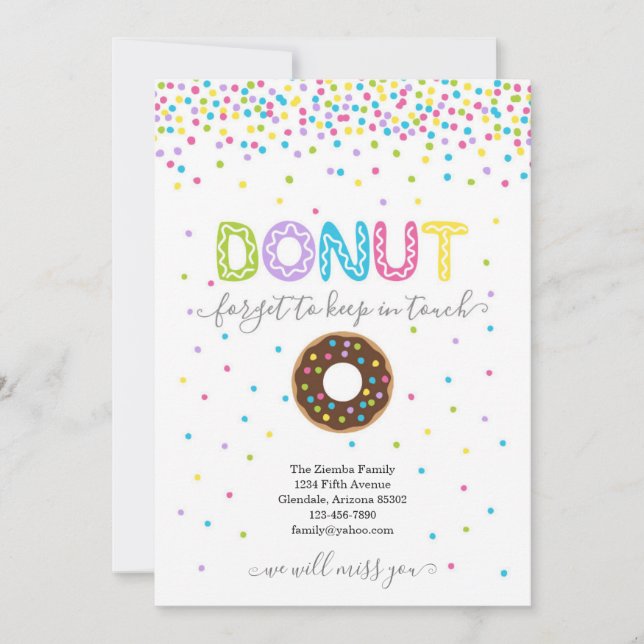 Donut Forget to Keep in Touch Address Announcement (Front)