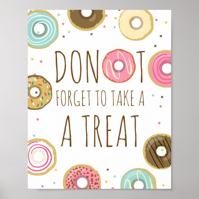 Donut Forget To Take a Treat Baby Bridal Shower Poster (Front)