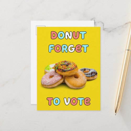 Donut Forget To Vote Postcard