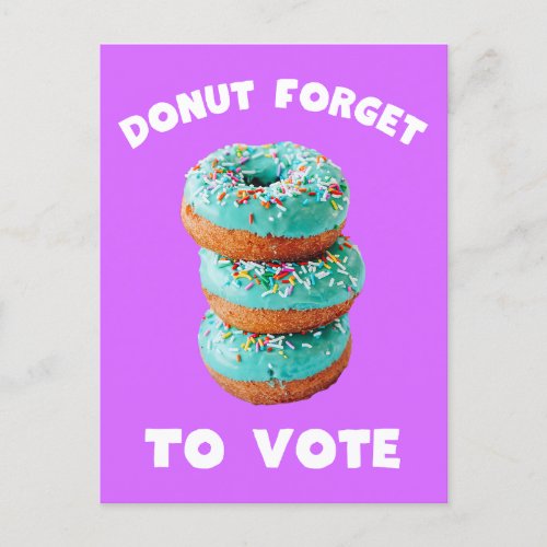 Donut Forget To Vote purple postcard