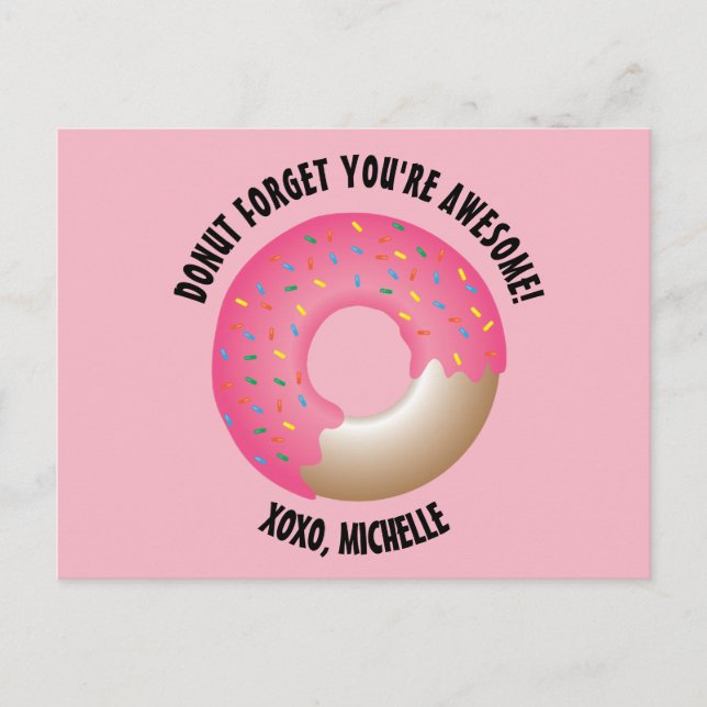 Donut Forget You're Awesome Valentine's day Postcard (Front)