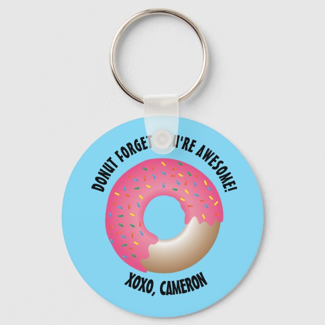 Donut Forget You're Awesome XOXO Personalized Keychain (Front)