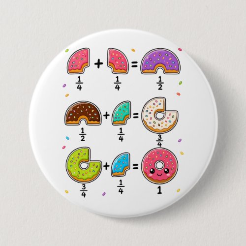 Donut Fractions Learning Math Humor Button