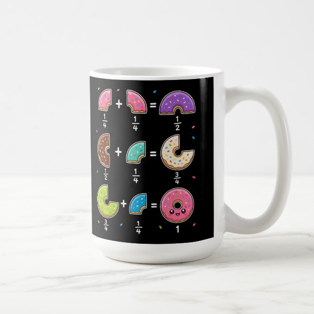 Donut Fractions Learning Math Humor Coffee Mug (Right)