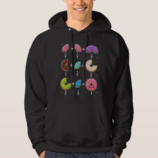 Donut Fractions Learning Math Humor Hoodie (Front)