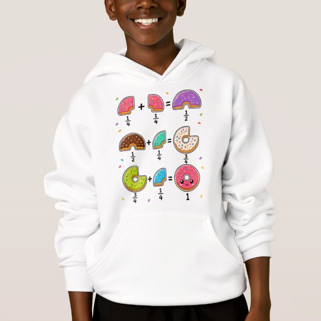 Donut Fractions Learning Math Humor Hoodie (Front)