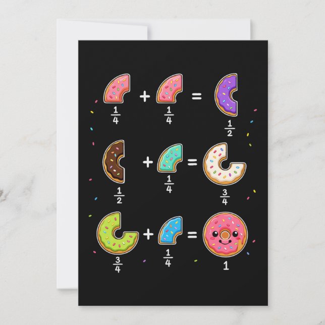 Donut Fractions Learning Math Humor Invitation (Front)