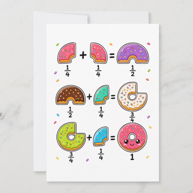 Donut Fractions Learning Math Humor Invitation (Front)