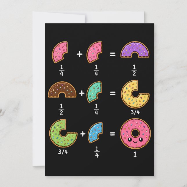 Donut Fractions Learning Math Humor Invitation (Front)