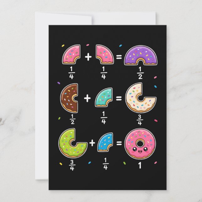 Donut Fractions Learning Math Humor Invitation (Front)