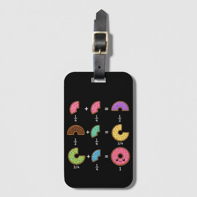 Donut Fractions Learning Math Humor Luggage Tag (Front Vertical)