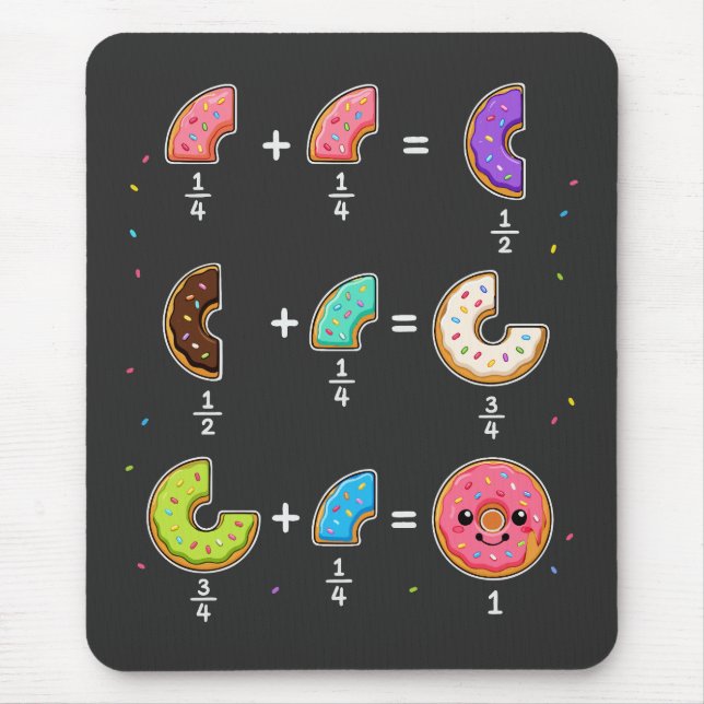 Donut Fractions Learning Math Humor Mouse Pad (Front)