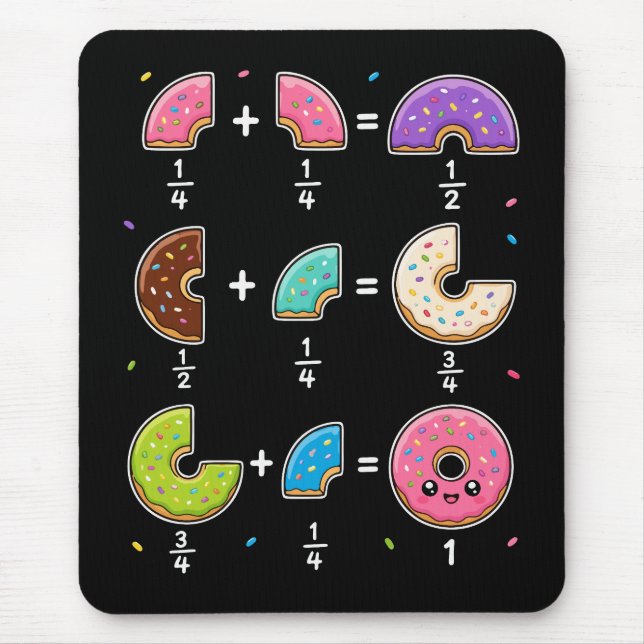Donut Fractions Learning Math Humor Mouse Pad (Front)