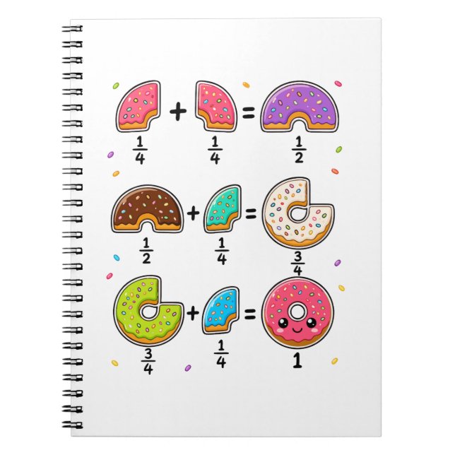 Donut Fractions Learning Math Humor Notebook (Front)