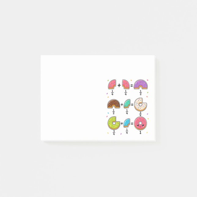 Donut Fractions Learning Math Humor Post-it Notes (Front)