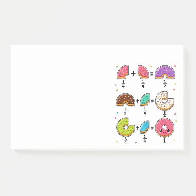 Donut Fractions Learning Math Humor Post-it Notes (Front)