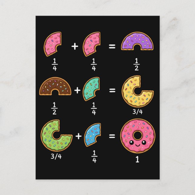 Donut Fractions Learning Math Humor Postcard (Front)