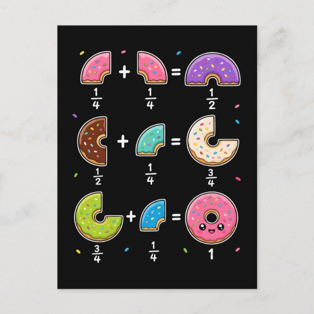Donut Fractions Learning Math Humor Postcard (Front)