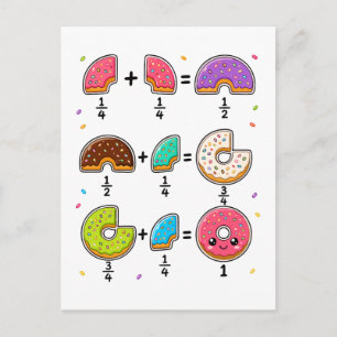 Donut Fractions Learning Math Humor Postcard
