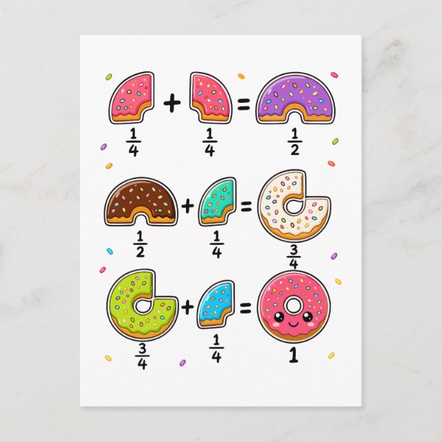 Donut Fractions Learning Math Humor Postcard (Front)