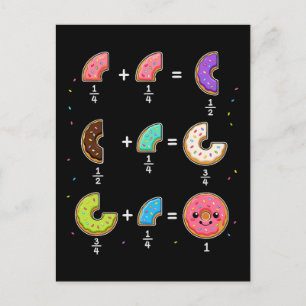 Donut Fractions Learning Math Humor Postcard