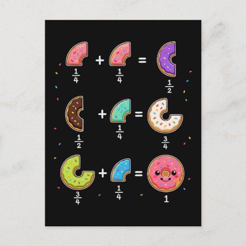 Donut Fractions Learning Math Humor Postcard