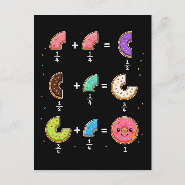 Donut Fractions Learning Math Humor Postcard (Front)