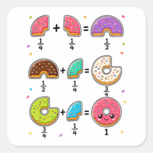 Donut Fractions Learning Math Humor Square Sticker
