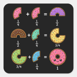 Donut Fractions Learning Math Humor Square Sticker