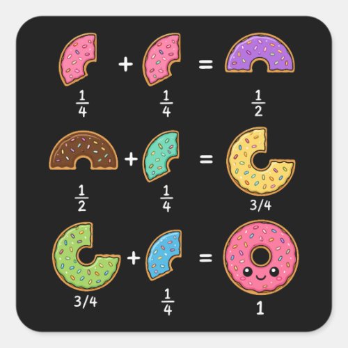 Donut Fractions Learning Math Humor Square Sticker