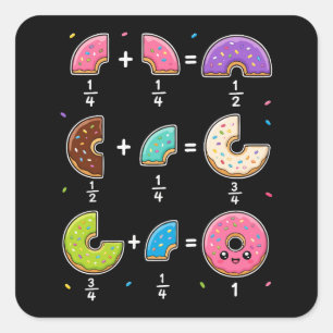Donut Fractions Learning Math Humor Square Sticker