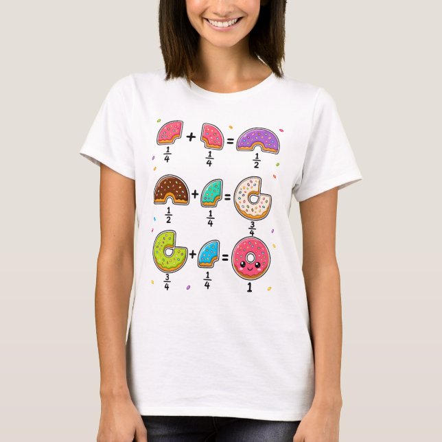 Donut Fractions Learning Math Humor T-Shirt (Front)