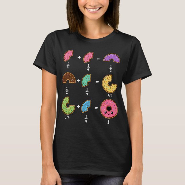 Donut Fractions Learning Math Humor T-Shirt (Front)