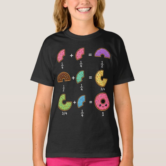 Donut Fractions Learning Math Humor T-Shirt (Front)