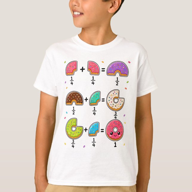 Donut Fractions Learning Math Humor T-Shirt (Front)
