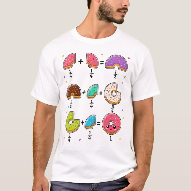 Donut Fractions Learning Math Humor T-Shirt (Front)
