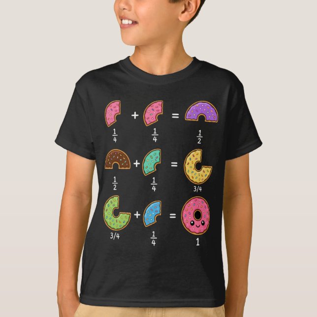 Donut Fractions Learning Math Humor T-Shirt (Front)