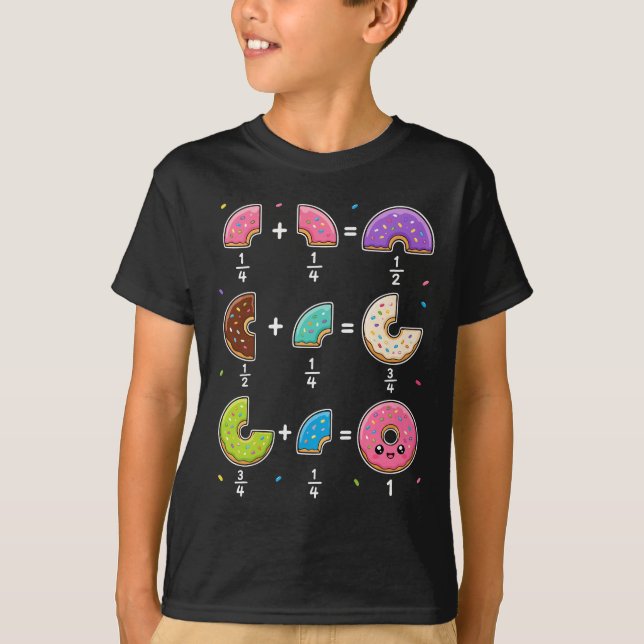 Donut Fractions Learning Math Humor T-Shirt (Front)