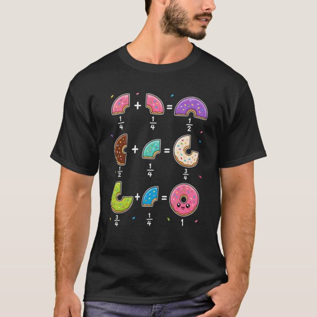Donut Fractions Learning Math Humor T-Shirt (Front)