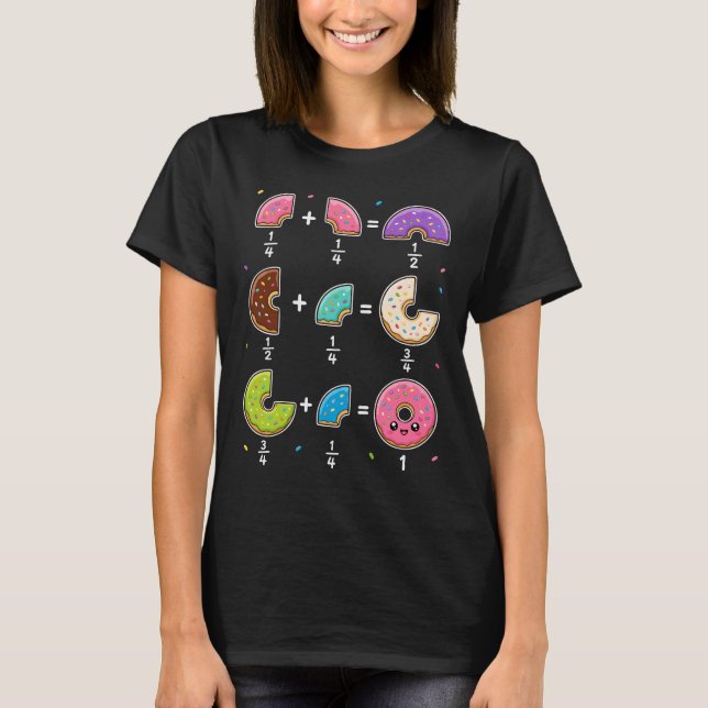 Donut Fractions Learning Math Humor T-Shirt (Front)